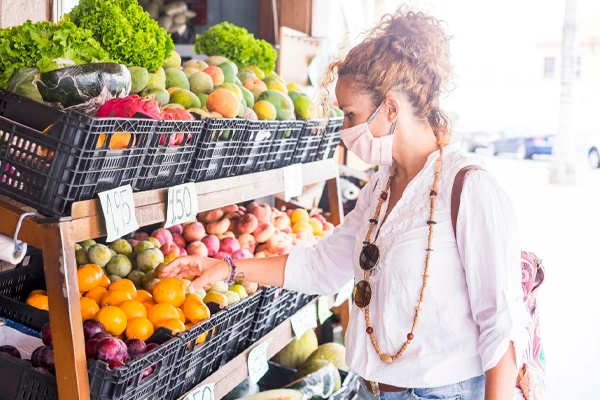 Woman shopping groceries super market